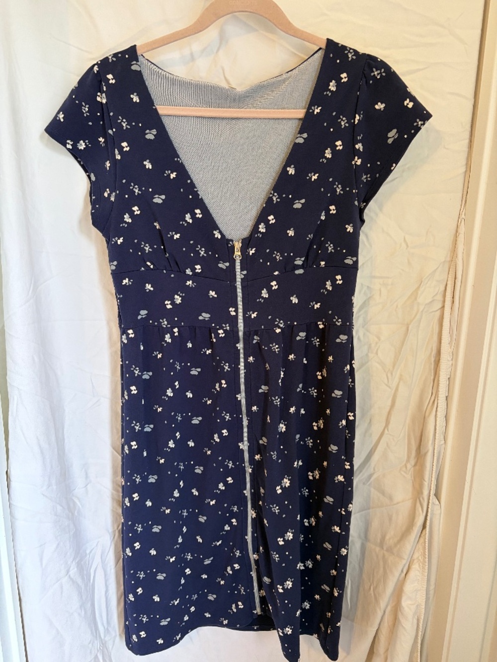 Navy blue with floral pattern midi dress